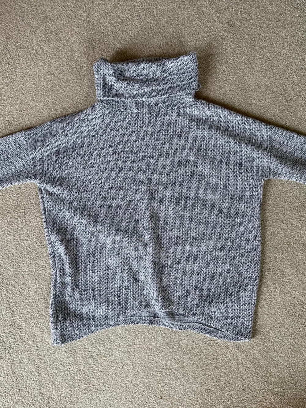 Clara Sun Woo Cowl Neck Herringbone Grey Sweater Small
